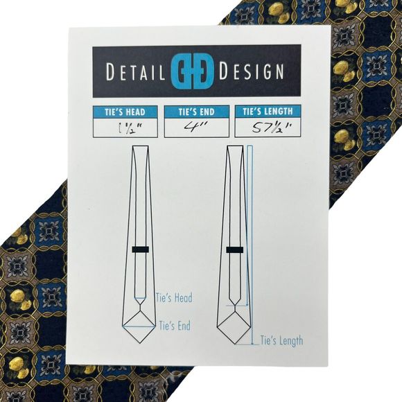 Valentino Cravatte Vintage Men’s Sil Tie Italy Blue Gold Geometric Pattern - Picture 10 of 10